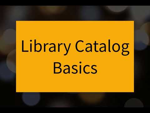 Library Catalog Basics