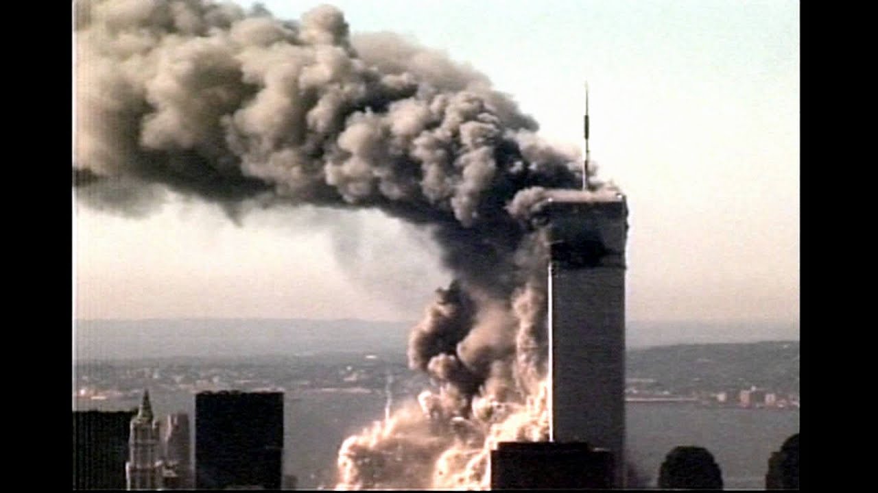 WTC Towers collapse, north view - Metrocam, enhanced