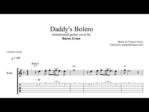 Burns Ernst - Daddy's Bolero TAB - instrumental acoustic guitar tab (PDF + Guitar Pro)