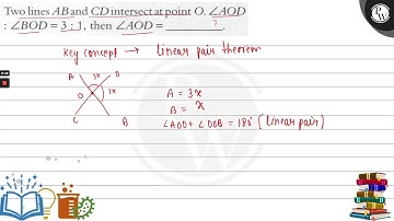 Two lines \( A B \) and \( C D \) intersect at point \( O . \angle A O D \) \[ : \angle B O D=3:...