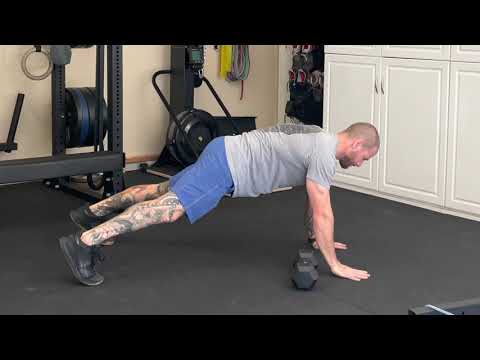 Tall Plank Dumbbell Pull Through