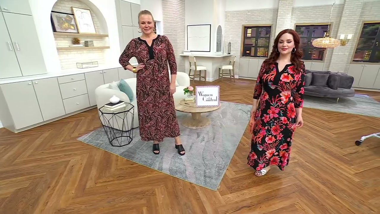 knee length dresses for ladies Attitudes by Renee Reversible Printed Como Jersey Dress Grey Wing / XXS
