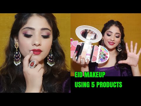 5 MAKEUP PRODUCTS EID CHALLENGE IN 10 MINS || For Teenager/ Beginners ||