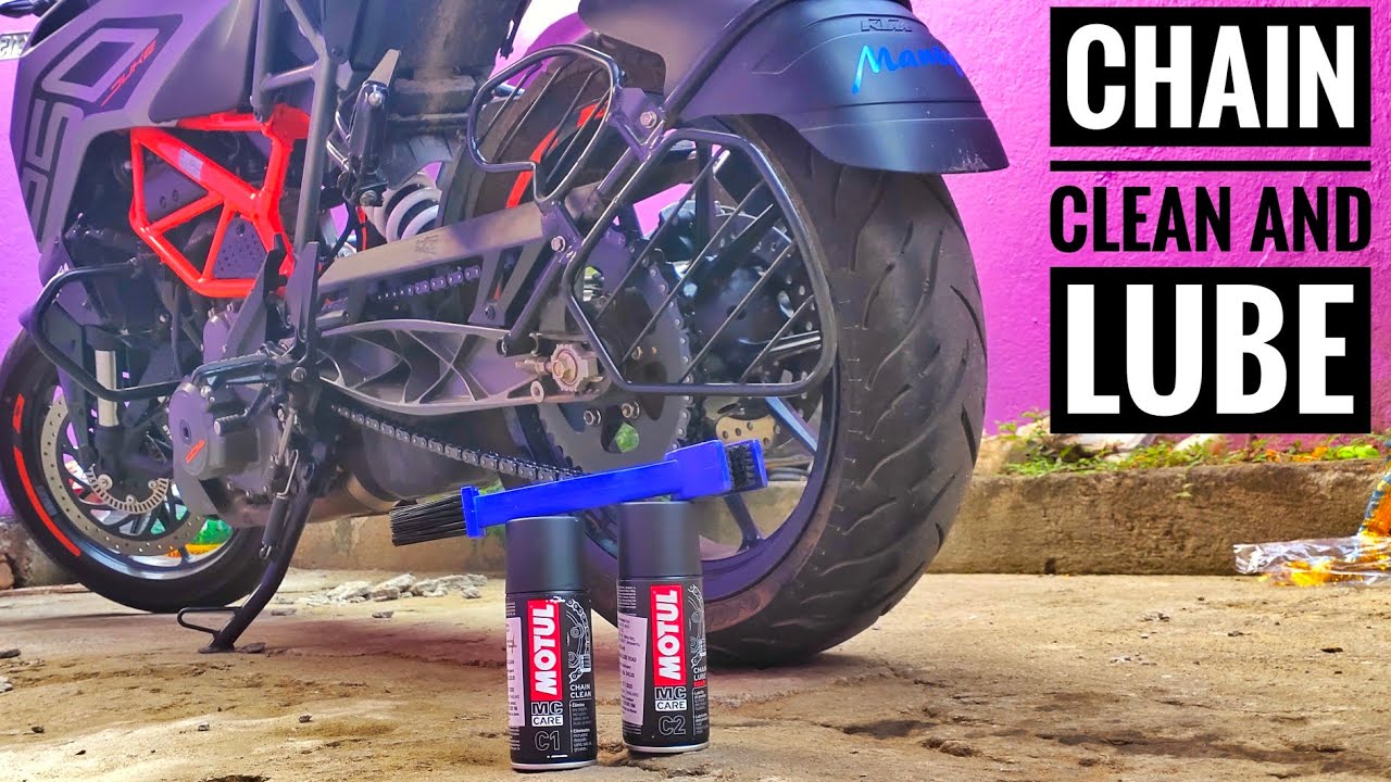 HOW TO CLEAN CHAIN AND LUBE OF YOUR BIKEKTM DUKE 250 BS6 YouTube
