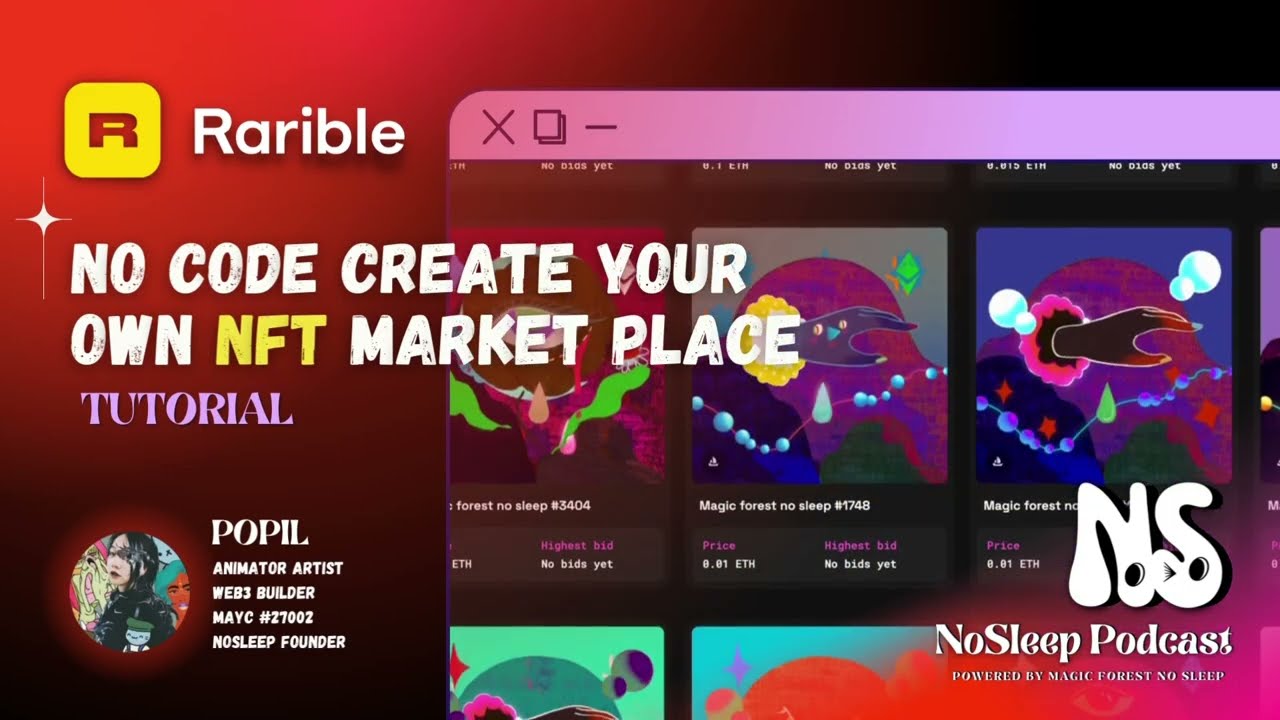 No code, create your free NFT Marketplace in 5 mins with Rarible tool - Artist Popil's tutorial.