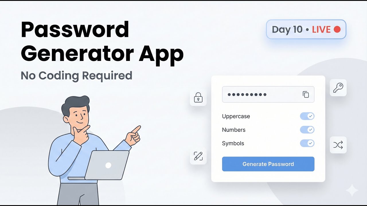 Building a Password Generator App Without Coding | Day 10 LIVE – 30 ...