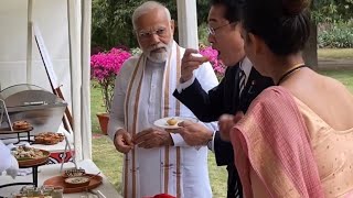 Japanese PM Fumio Kishida enjoys Pani Puri with PM Narendra Modi
