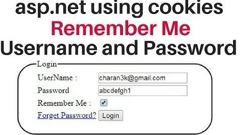 login page Remember me username and password cookies save asp.net c#