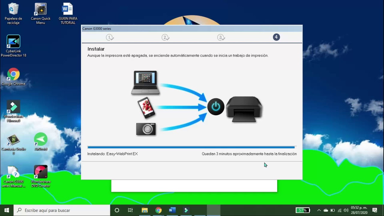 Instalar Canon g3100 sin Disco - YouTube
