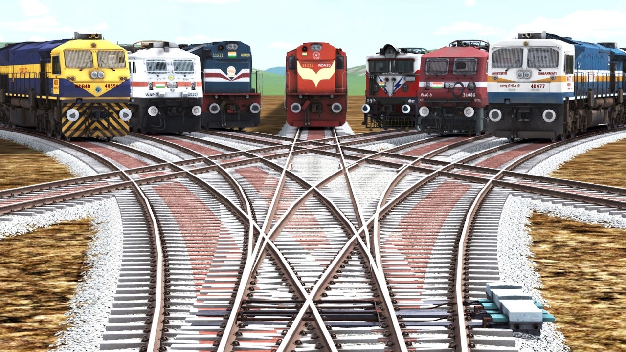 TRAIN RUNNING ON DANGEROUS BUMPY RAILROAD TRACKS | BeamNG.Drive - Train simulator 