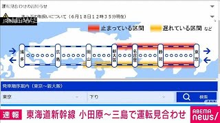 東海道新幹線　小田原－三島駅間の上下線で運転見合わせ(2024年6月18日)