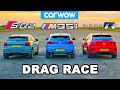 BMW v Audi v VW - HOT HATCH (in disguise) DRAG RACE