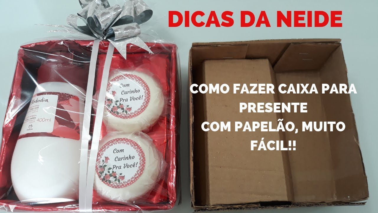 Como fazer caixa para presente com papelão, super fácil