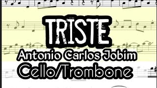 Triste Cello or Trombone Sheet Music Backing Track Play Along Partitura