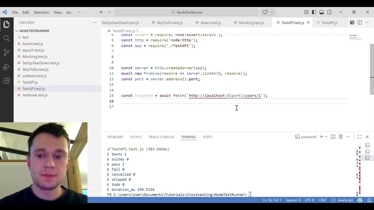 Node.js Testrunner API Testing