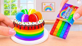 מתכון לעוגת רAINBOW מיניאטורית עם שוקולד איך להכין טפטוף שוקולד ואוראו צבעוני