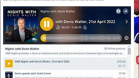 3AW Nights with Denis Walter - News of the Day April 21 2022