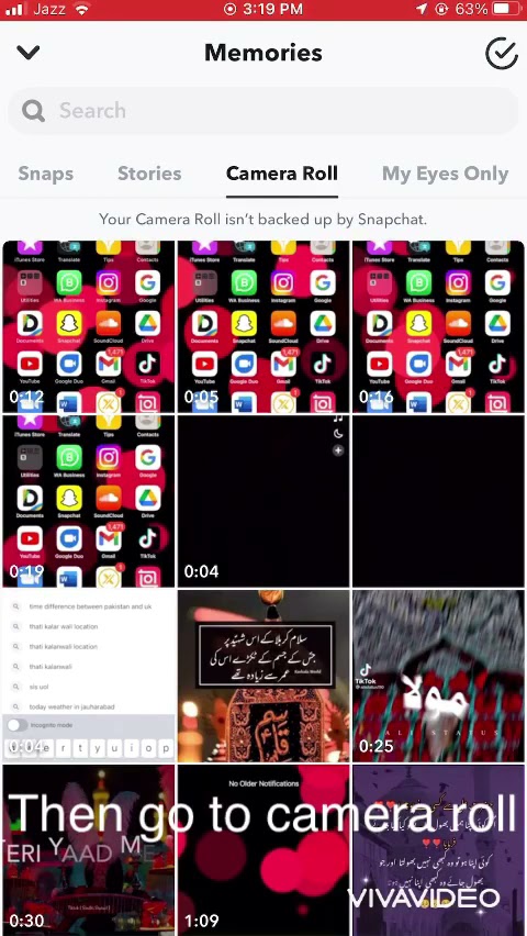 How to upload a video from your gallery to your snapchat story #snapchat #snapchattricks#snapchat