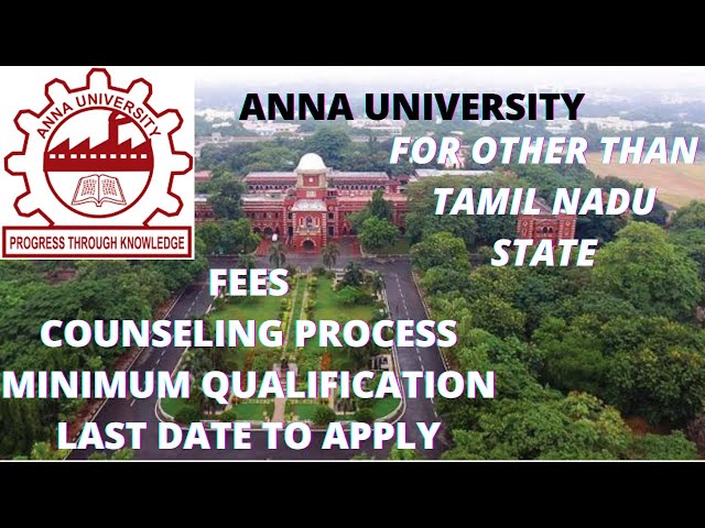 ANNA UNIVERSITY OTHER STATE ADMISSION 2020 || FEES || ELIGIBILTY || MINIMUM QUALIFICATION REQUIRED !
