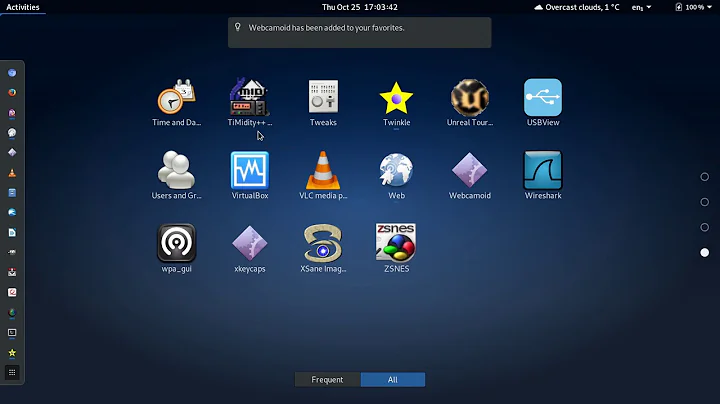 Adding an app in Gnome3 to its favorites