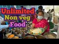 Hard working women selling unlimited non veg food  hyderabad street food  unlimited non veg 