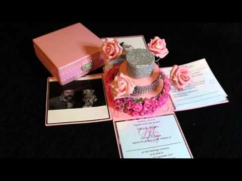 Rose Cake Exploding Box Wedding Invitation