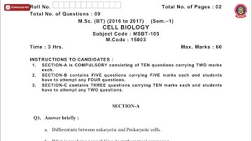 MSC 1ST SEM BT CELL BIOLOGY NOV 2019 | PTU