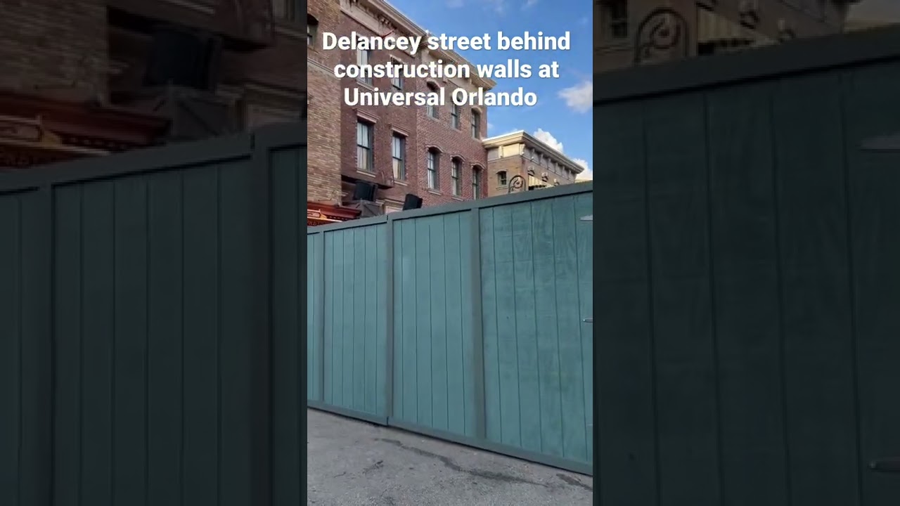 Delancey street behind construction walls at Universal Orlando.