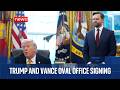 U.S. President Donald Trump and Vice President JD Vance participate in Oval Office signing