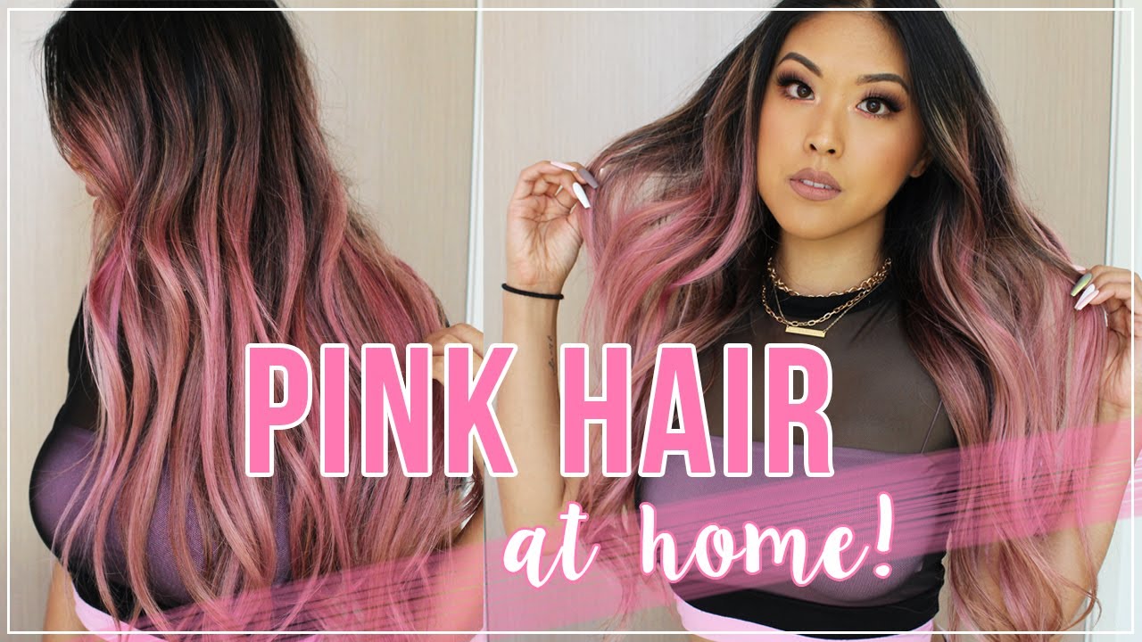 EASIEST DIY PINK HAIR AT HOME!! | Kristin Ess Temporary Tint Rose Gold |  xomelrous - YouTube