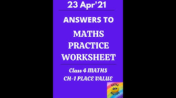ANSWERS to Maths Practice Worksheet 23 Apr