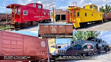 Salt Lake City Trains: Heber Valley Railroad Cabooses, Drop Bottom Gondola, Boxcar, CSC 300 0-6-0 4K
