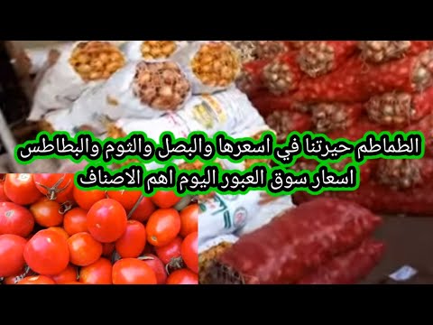 اسعار سوق العبور اليوم اهم الاصناف اسعار الطماطم والبصل والبطاطس والثوم والاسباب 