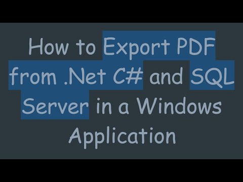 How to Export PDF from .Net C#  and SQL Server in a Windows Application