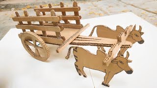 how to make Bullock cart  (बैलगाड़ी) from cardboard
