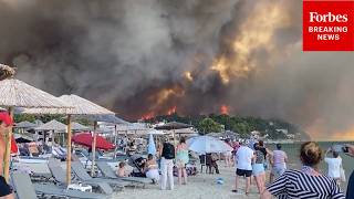 RAW VIDEO: Footage Shows Close-Up Look At Wildfires In Greece