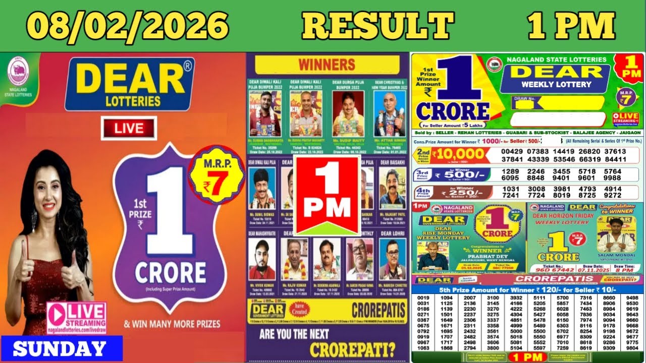 DEAR LOTTERY SAMBAD MORNING 1 PM RESULT TODAY LIVE DRAW ON 08.02.2026 NAGALAND SUNDAY