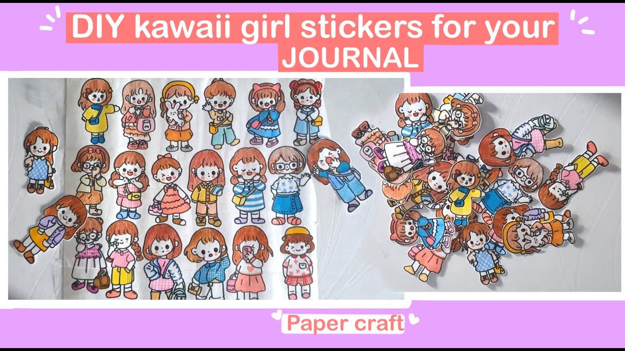 Kawaii Cartoon Girl Basic DIY Journal Sticker