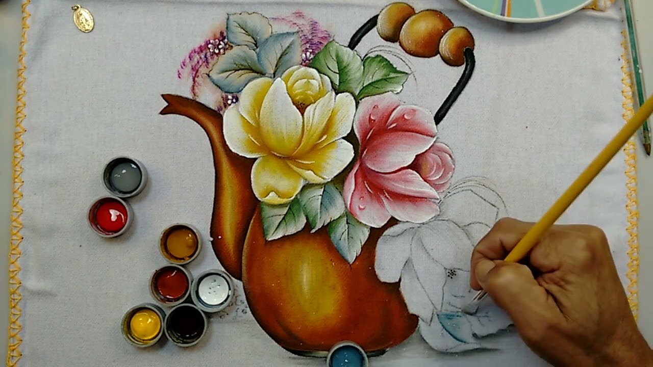 Roberto Ferreira - Vamos Aprender a Pintar Chaleira com Rosas - Parte 2