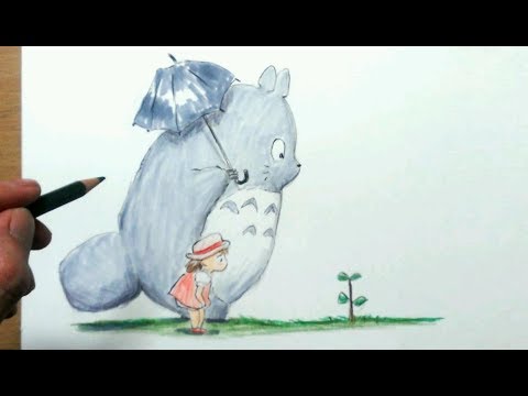 トトロとメイを描いてみた コピックと色鉛筆 How To Draw Totoro Youtube