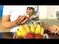 Oh God !! Smart Little Girl LIORA Open Her Mouth Wide To Eat Delicious Rambutan And Ripe Banana