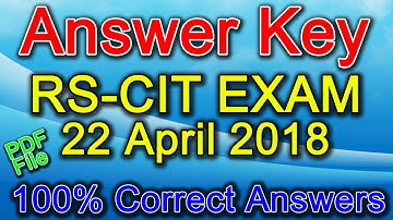 RSCIT Exam Answer Key 22 April 2018 | Paper Solution RKCL RS-CIT  | Rscit Result | RSCIT Answer key