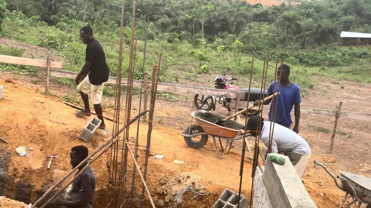 Building My House in Liberia: EP8: Concrete Placement and Foundation Wall Construction.