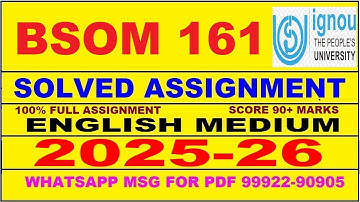 BSOM 161 solved assignment 2025-26 in English || bsom 161 solved assignment 2026 || bsom161 2025-26
