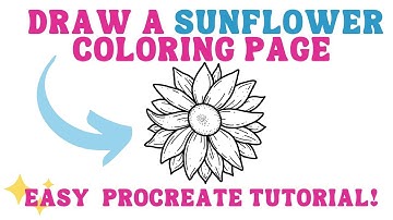 Draw a 🌻 Sunflower Coloring Page in Procreate | Easy Step-by-Step Beginner Tutorial | Coloring Books