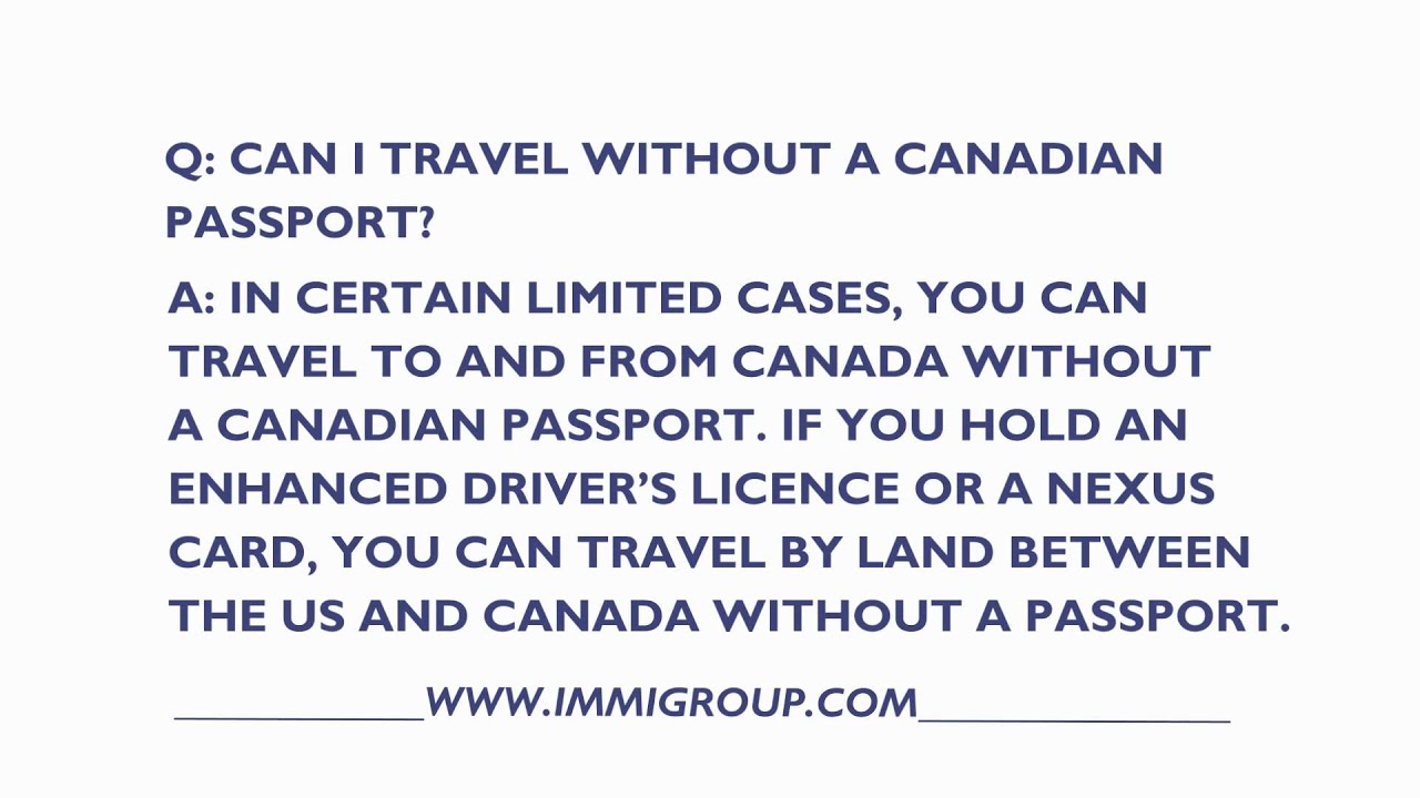 travel without passport to canada