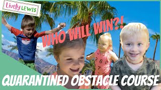 Obstacle Course with Levi and Ivy's Cousins! Oh no mommy falls at the end!!