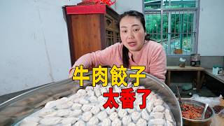 孩子們都在家，媳婦準備了牛肉餃子，吃得過癮