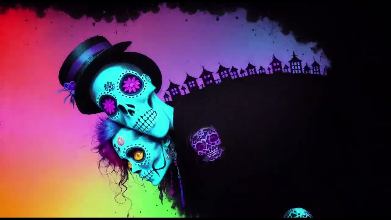 Día de los Muertos colourful stabel diffusion dreamscape animation