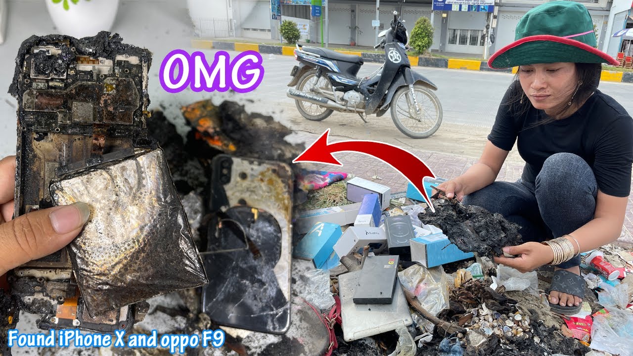Found iPhone X and oppo F9 destroyed by fire | Sorry it's too hard to restore phone